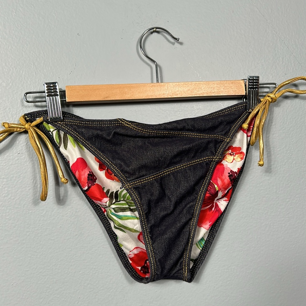 Guess Navy Soft Denim String Bikini Size Large - image 2